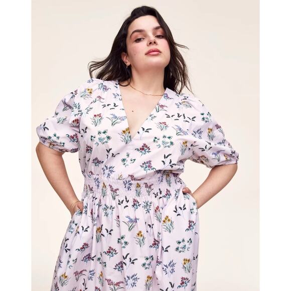 Adore Me Organic Cotton Maxine Smocked Waist Lace Up Back Midi Dress Women’s 3X - Picture 4 of 11